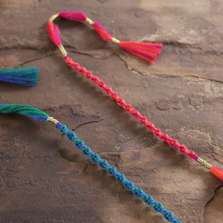 Handmade Beaded Spiral Rakhi With Roli Chawal | Set of 2