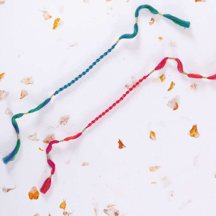 Handmade Beaded Spiral Rakhi With Roli Chawal | Set of 2