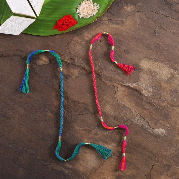 Handmade Beaded Spiral Rakhi With Roli Chawal | Set of 2