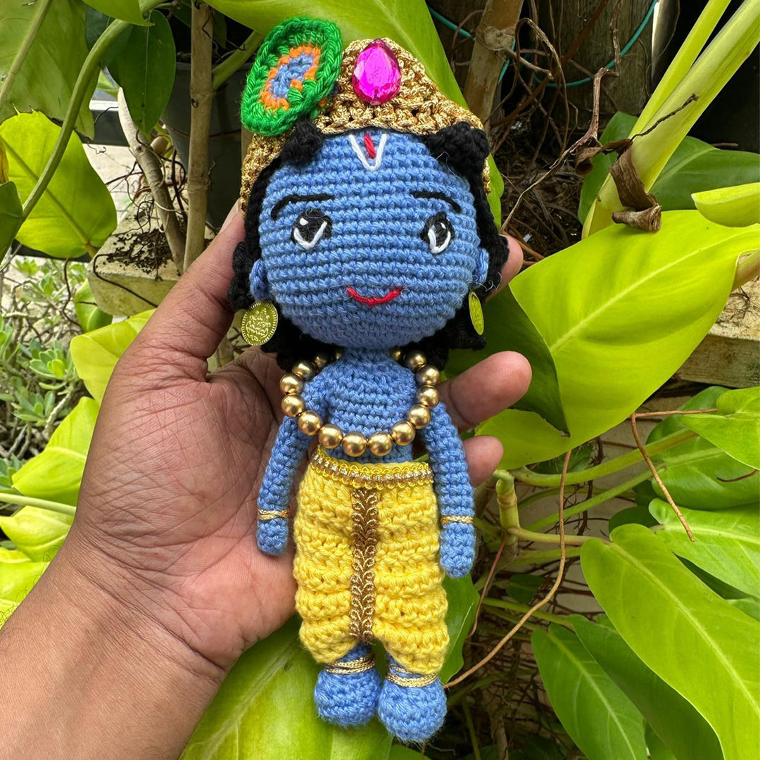 Handmade Sri Krishna Crochet Cotton Golu Doll For Gifting & Decor