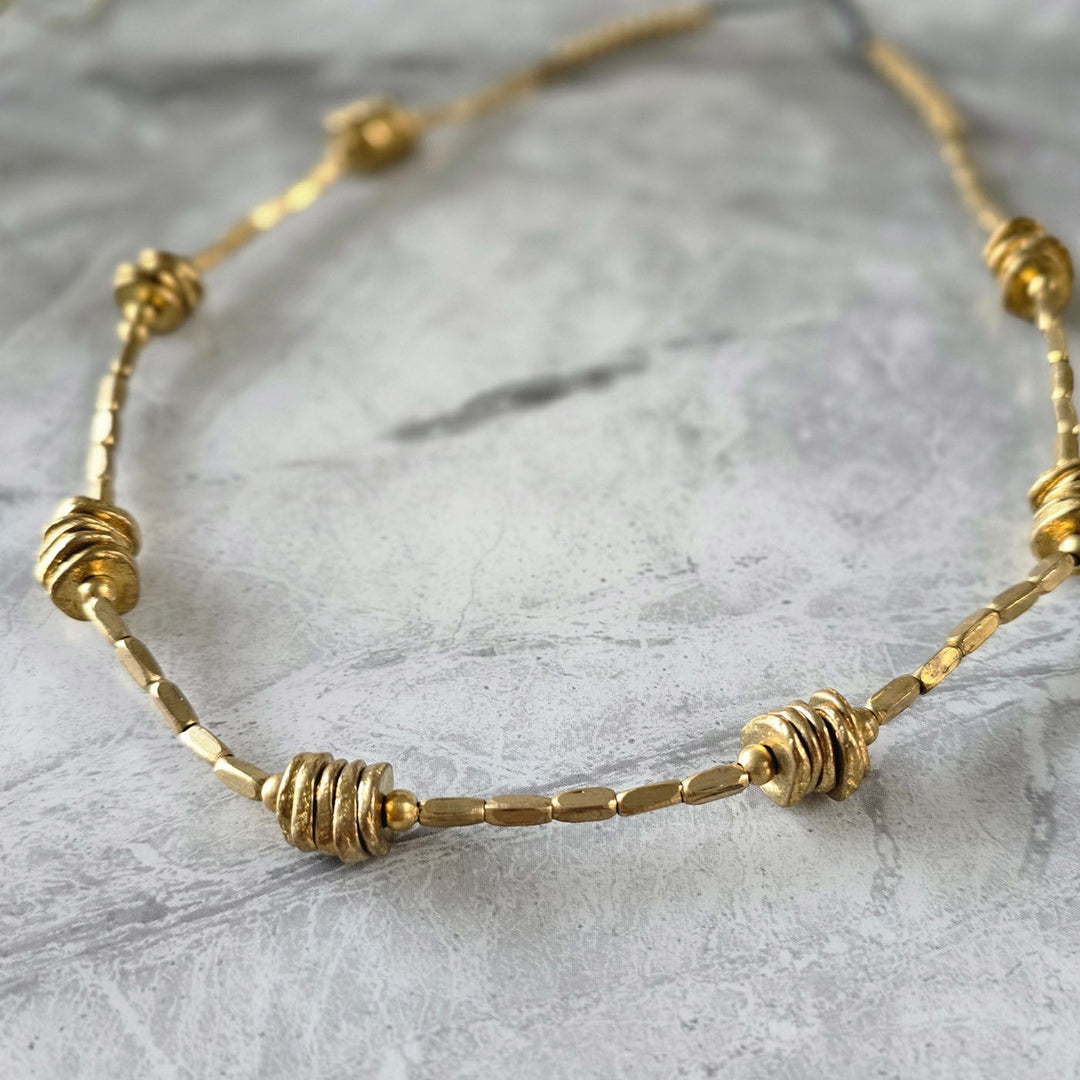 Handmade Stacked Harmony Brass Necklace