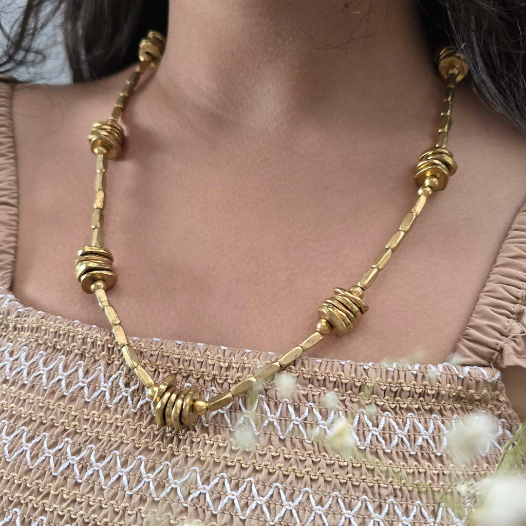 Handmade Stacked Harmony Brass Necklace