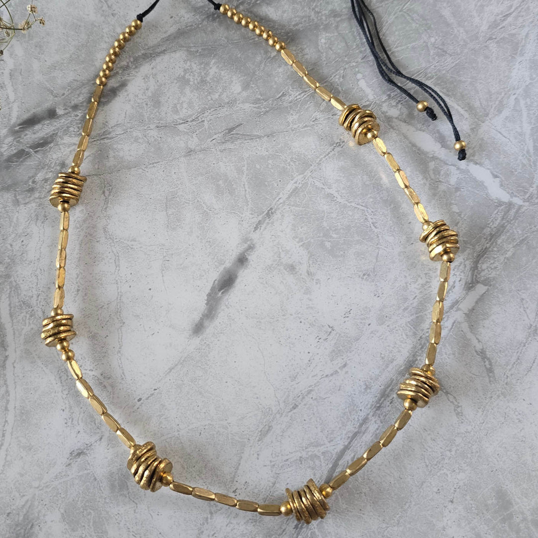 Handmade Stacked Harmony Brass Necklace