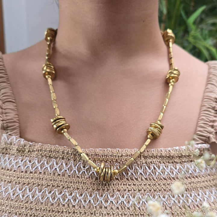 Handmade Stacked Harmony Brass Necklace