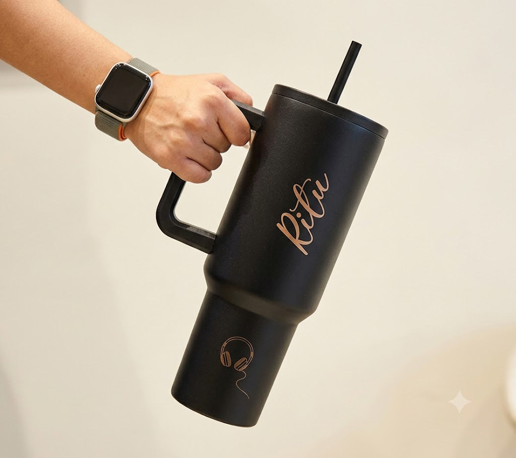 Personalized Insulated Stainless Steel Tumbler With Straw | 1200ml