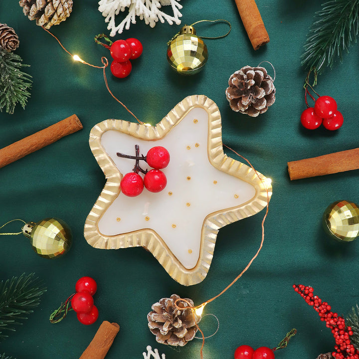Handmade Star Soy Wax Urli Candle For Christmas Decoration