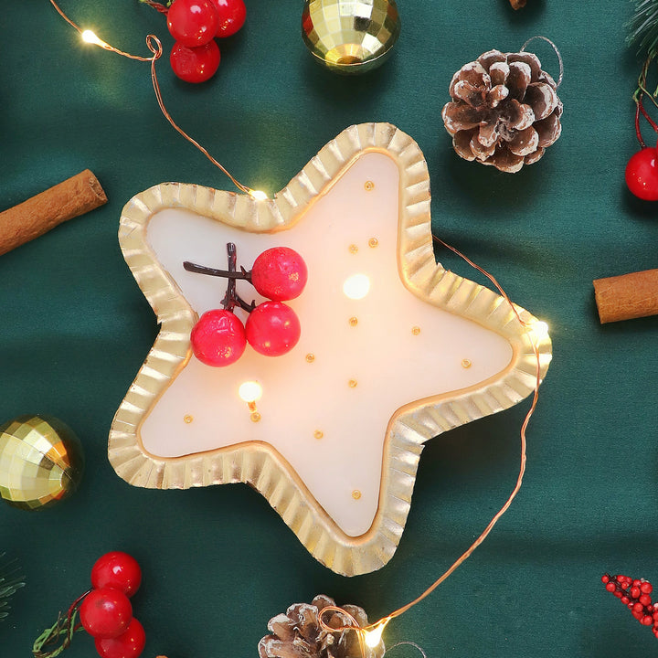 Handmade Star Soy Wax Urli Candle For Christmas Decoration