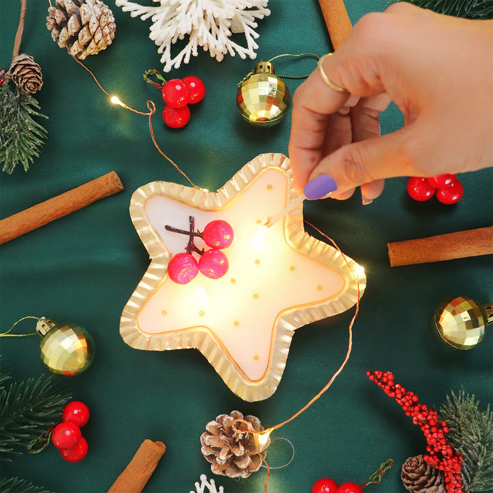 Handmade Star Soy Wax Urli Candle For Christmas Decoration