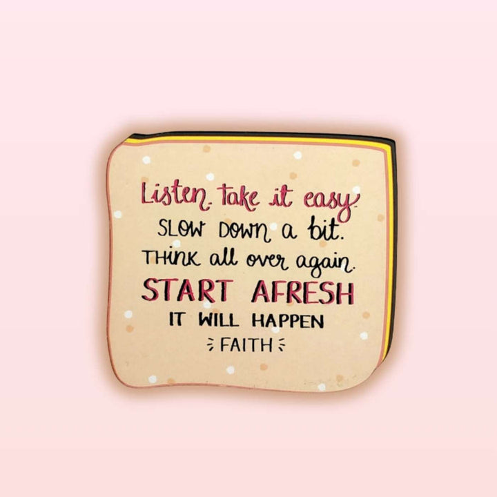 Handmade "Start Afresh" Wooden Fridge Magnet