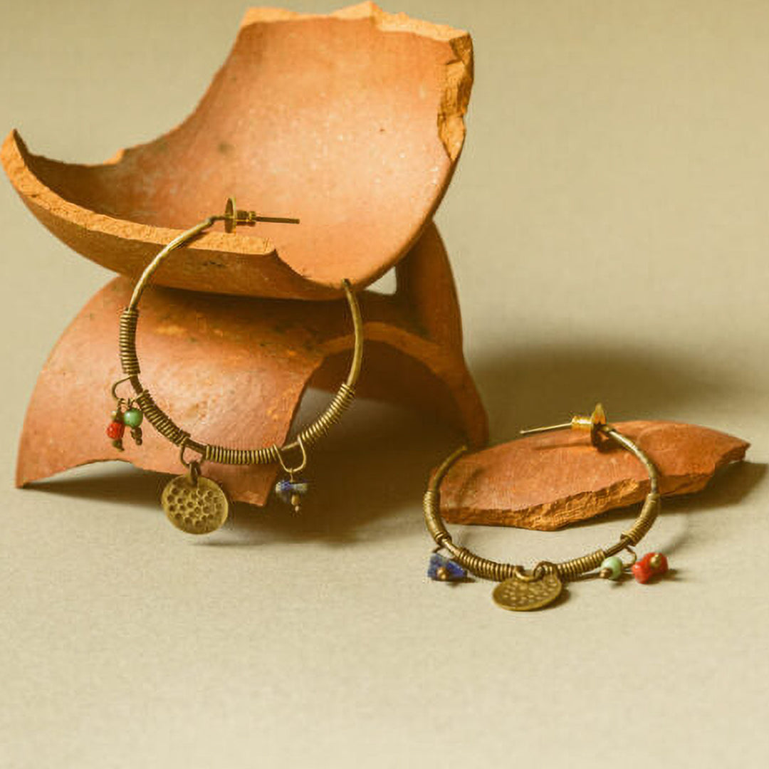 Contemporary Stone Embellishes Hoops Earrings