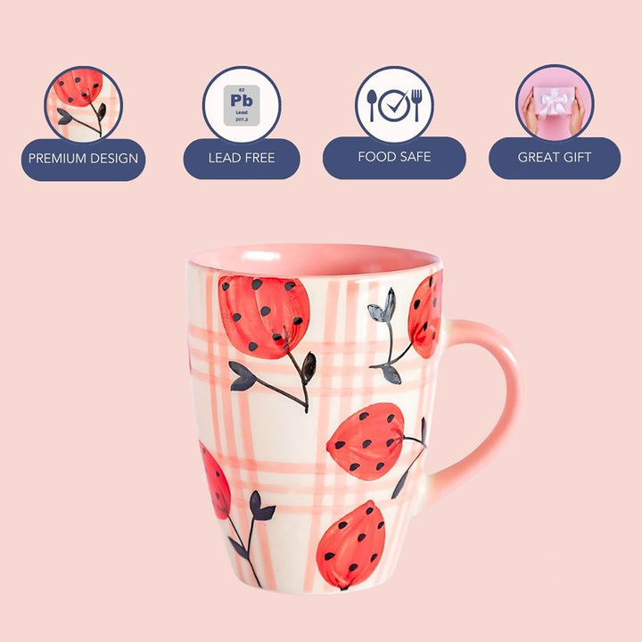 Hand-Painted Strawberries Ceramic Mug