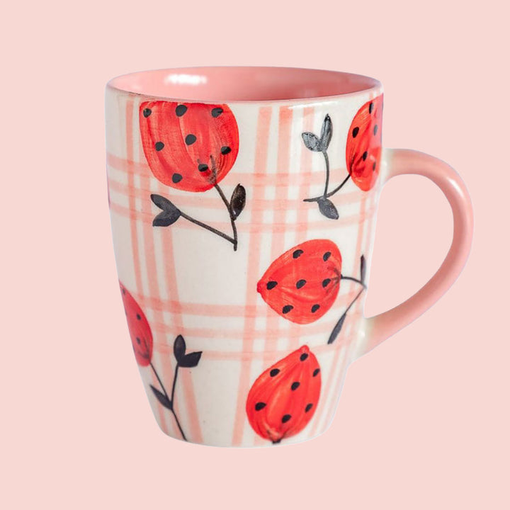 Hand-Painted Strawberries Ceramic Mug
