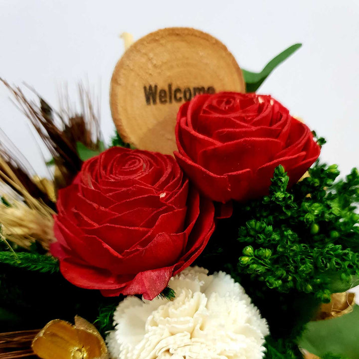 Handmade Striking In Red Dried Flower Centerpiece For Christmas Decoration