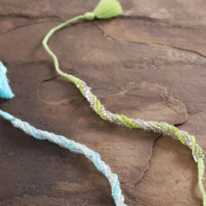 Handmade Beaded Zari Strings Rakhi With Roli Chawal | Set of 2