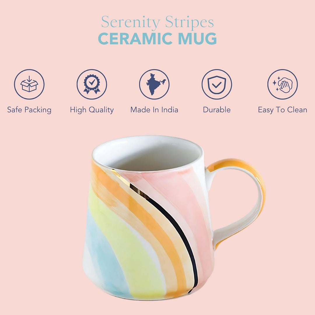 Hand-Painted Serenity Stripes Ceramic Mug