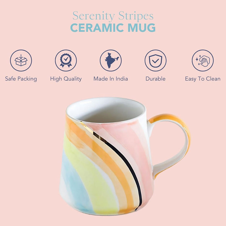 Hand-Painted Serenity Stripes Ceramic Mug