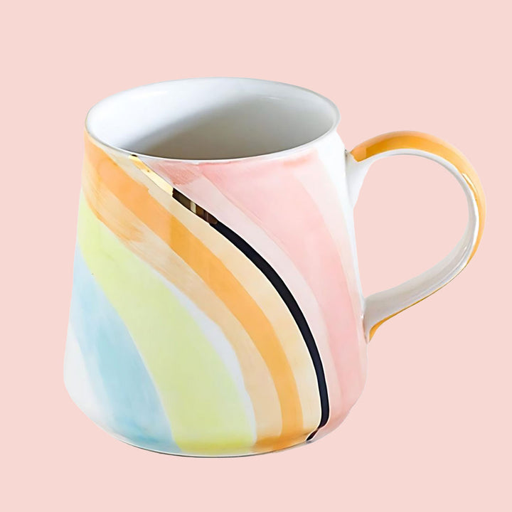 Hand-Painted Serenity Stripes Ceramic Mug