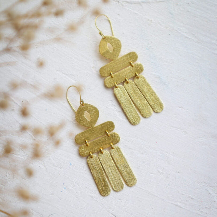 Contemporary Stripes Dangler Design  Earrings | 18 K Gold Dipped