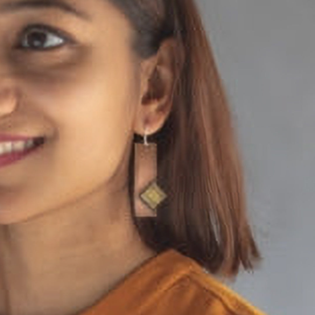 Contemporary Strips And Rhombus Earrings