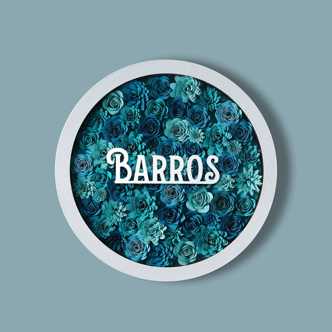 Personalized Paper Quilled Round Floral Nameplate