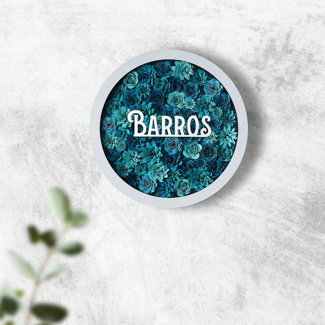 Personalized Paper Quilled Round Floral Nameplate