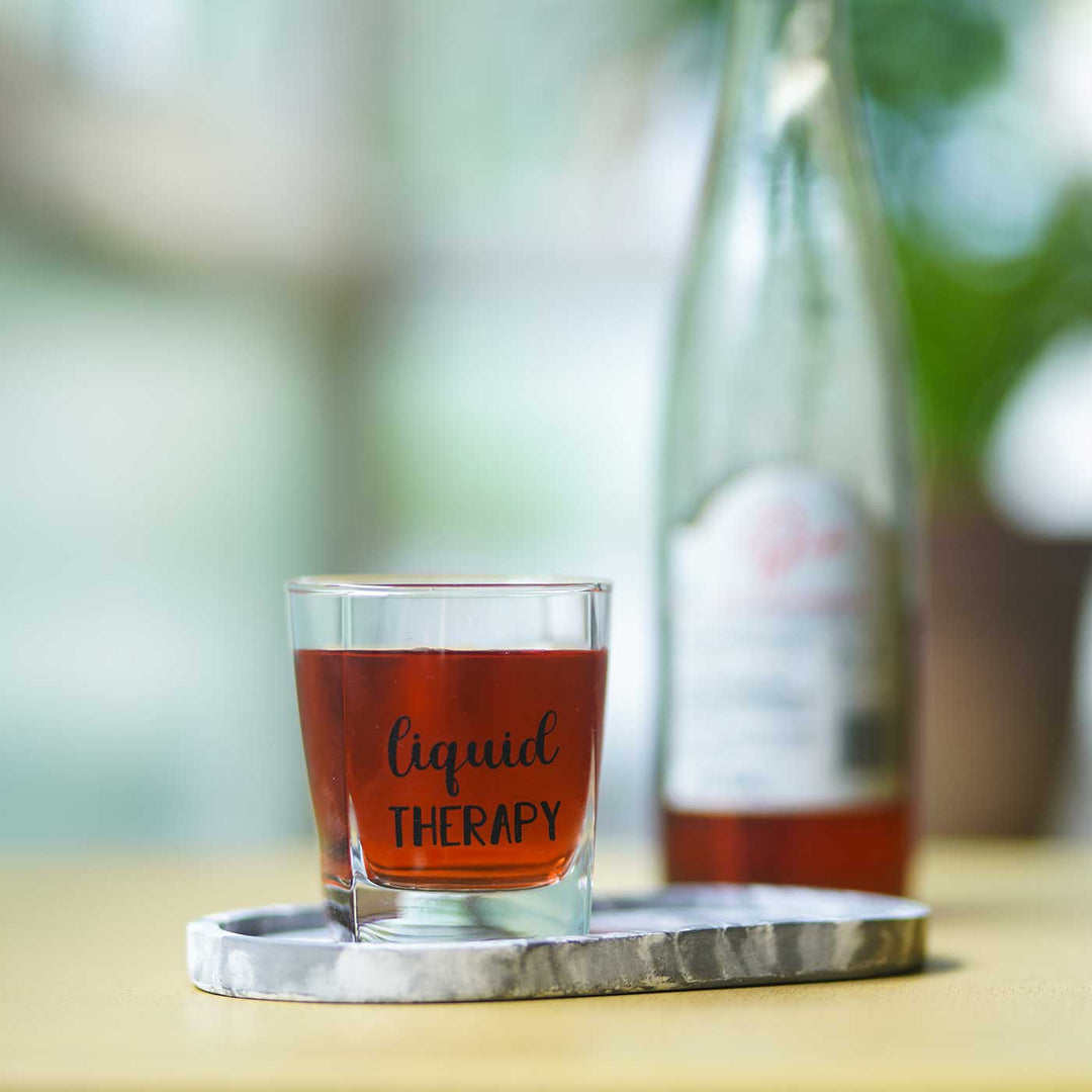 Whiskey Glass with Black Lettering Sticker