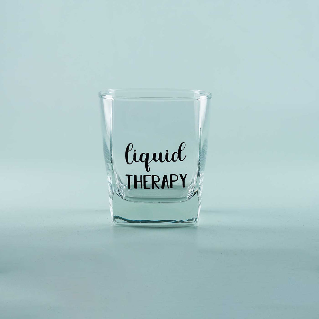 Whiskey Glass with Black Lettering Sticker