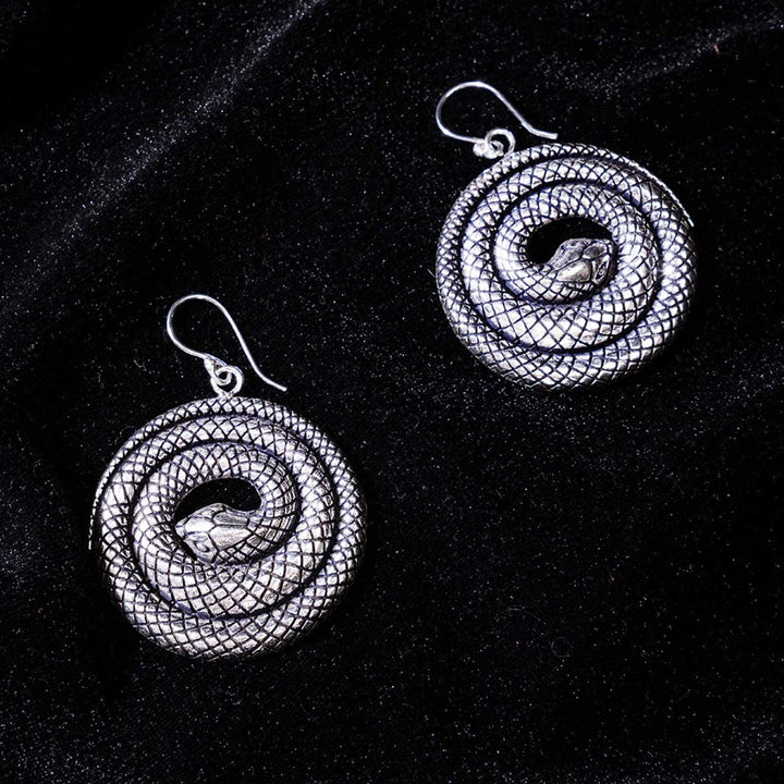Handcrafted Snake Charmer Party Wear Silver Plated Brass Earrings