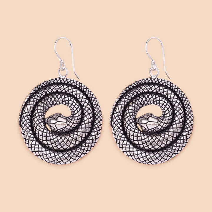 Handcrafted Snake Charmer Party Wear Silver Plated Brass Earrings