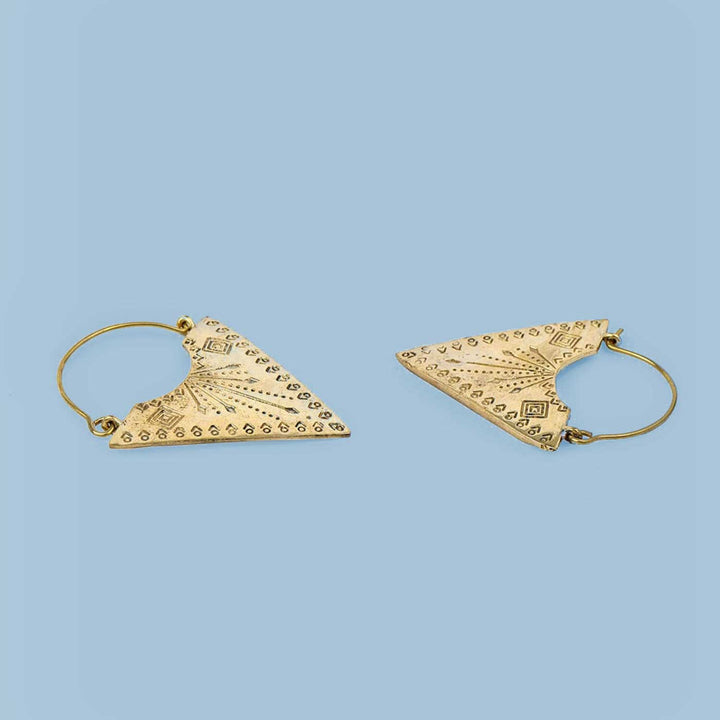 Handcrafted Tribal Triangle Party Wear Gold Plated Brass Earrings