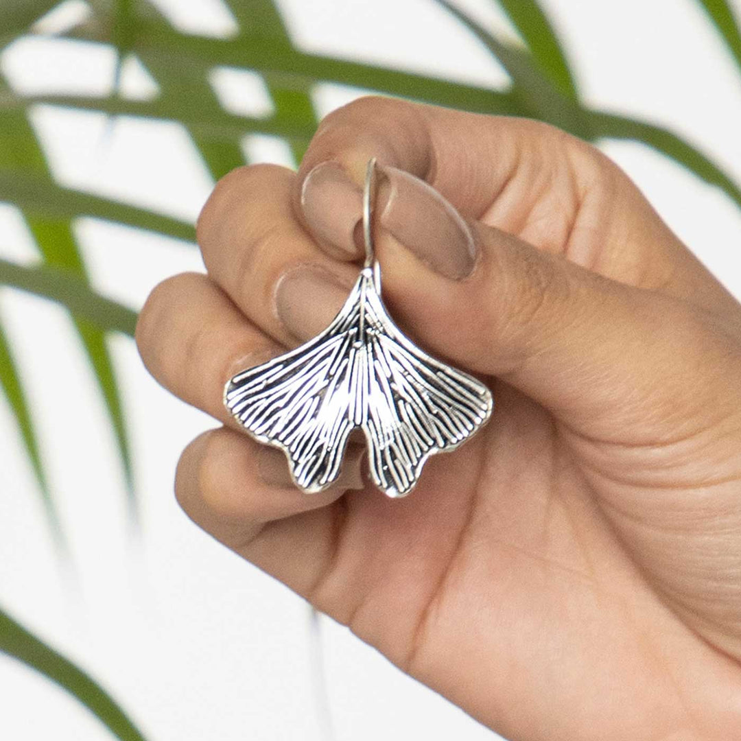 Handcrafted Serene Butterfly Silver Plated Brass Earrings