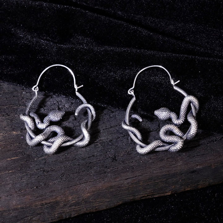 Handcrafted Elegant Serpents Party Wear Silver Plated Brass Earrings