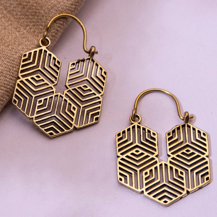 Handcrafted Abstract Accents Daily Wear Gold Plated Brass Earrings