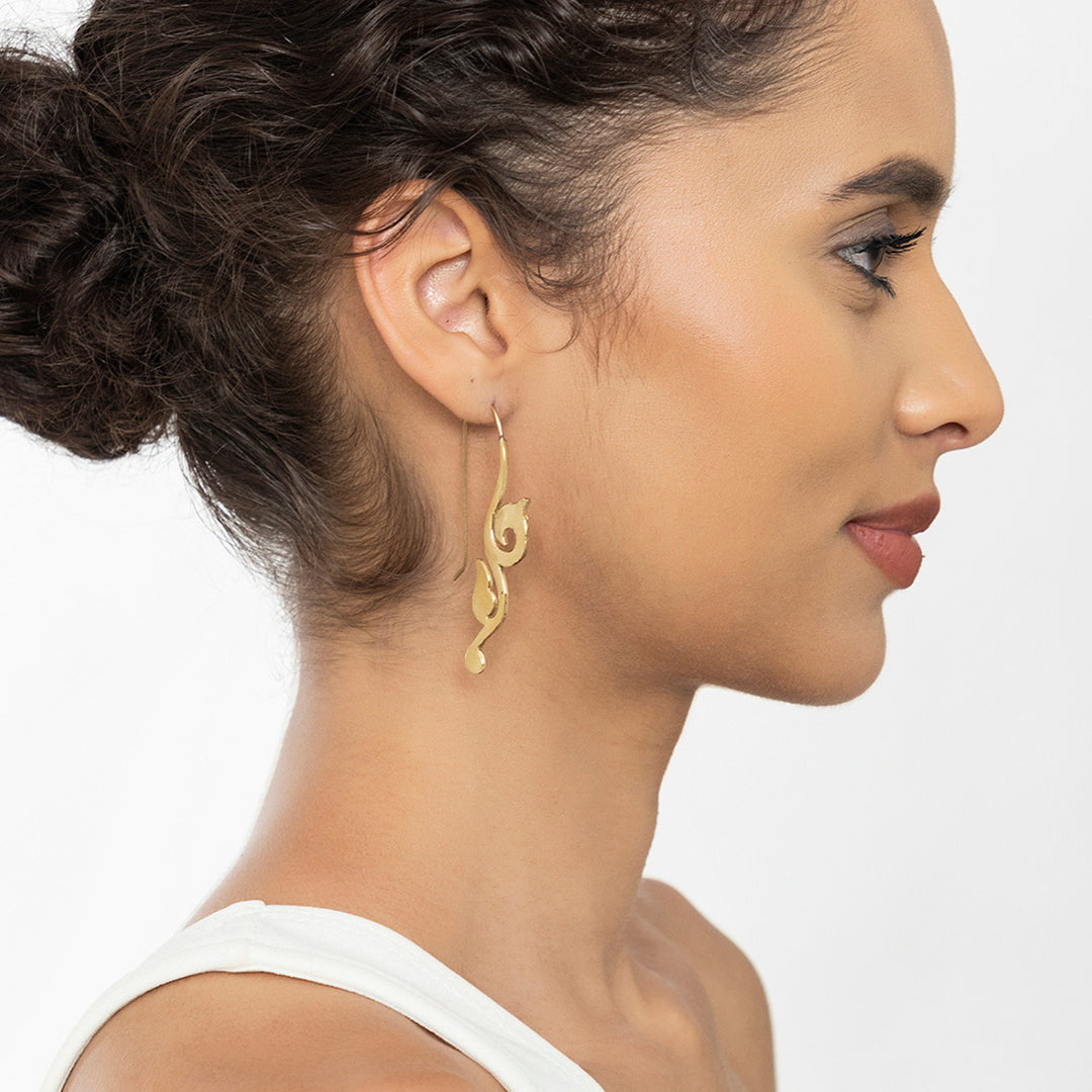 Handcrafted Work Wear Gold Plated Brass Earrings