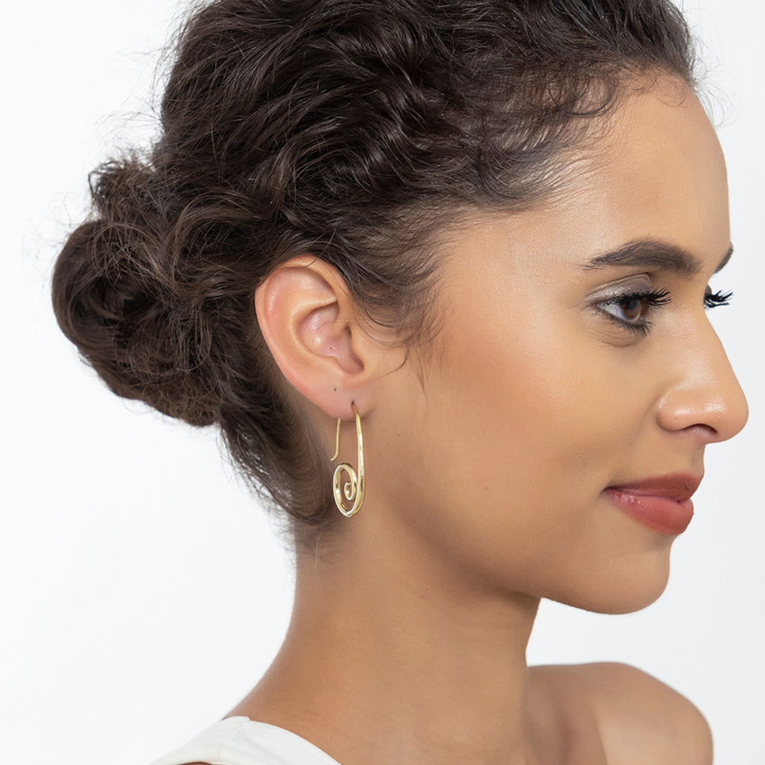 Handcrafted Western Work Wear Gold Plated Brass Earrings