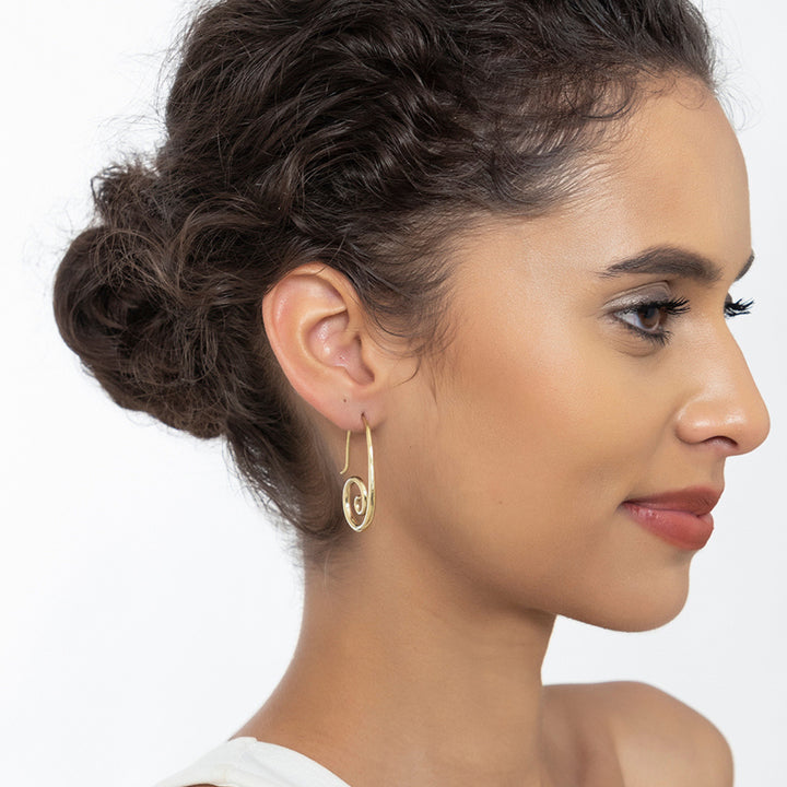 Handcrafted Western Work Wear Gold Plated Brass Earrings