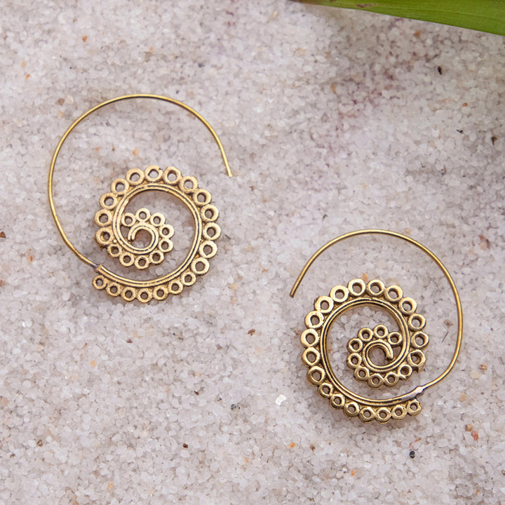 Handcrafted Western Work Wear Gold Plated Brass Earrings