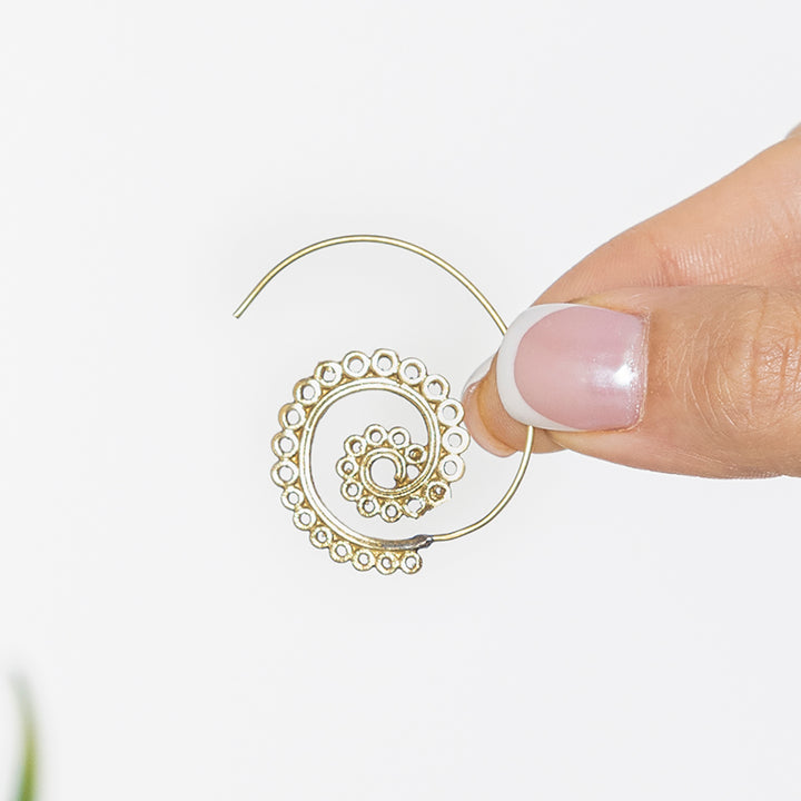 Handcrafted Western Work Wear Gold Plated Brass Earrings