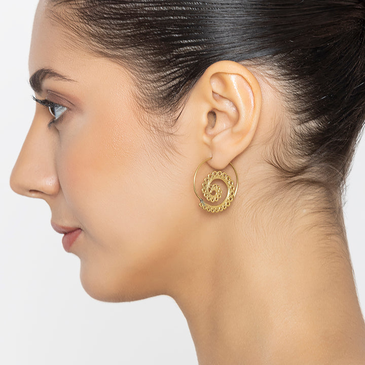 Handcrafted Western Work Wear Gold Plated Brass Earrings