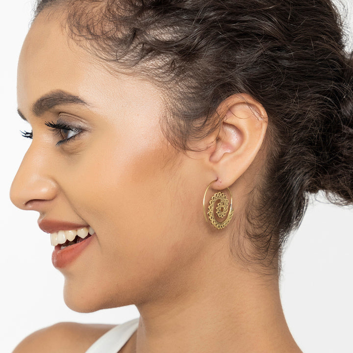 Handcrafted Western Work Wear Gold Plated Brass Earrings