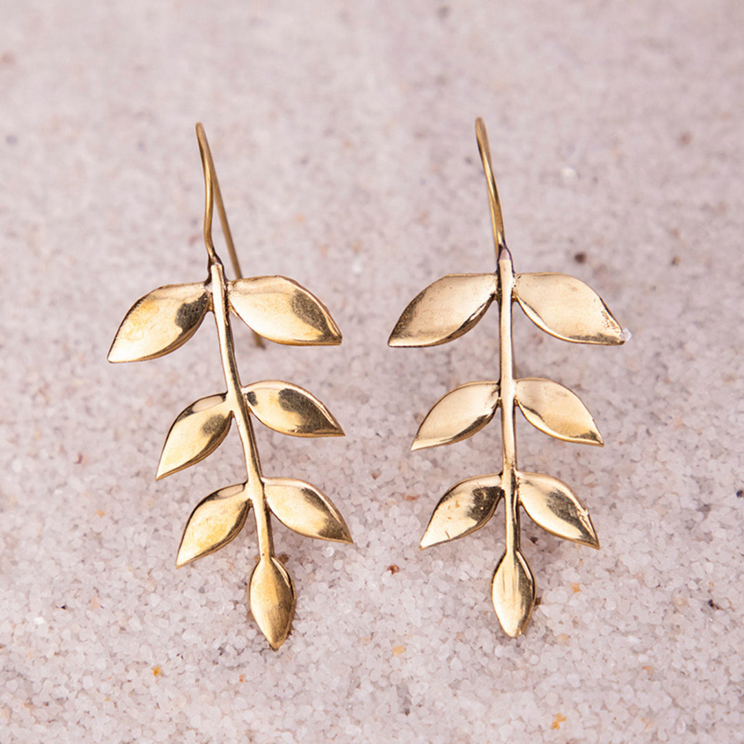 Handcrafted Leafy Treasures Party Wear Silver/ Gold Plated Brass Earrings