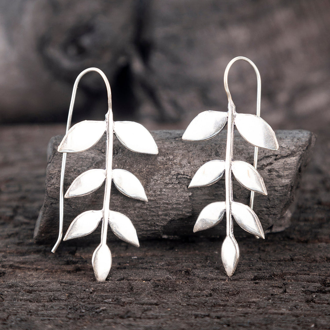 Handcrafted Leafy Treasures Party Wear Silver/ Gold Plated Brass Earrings