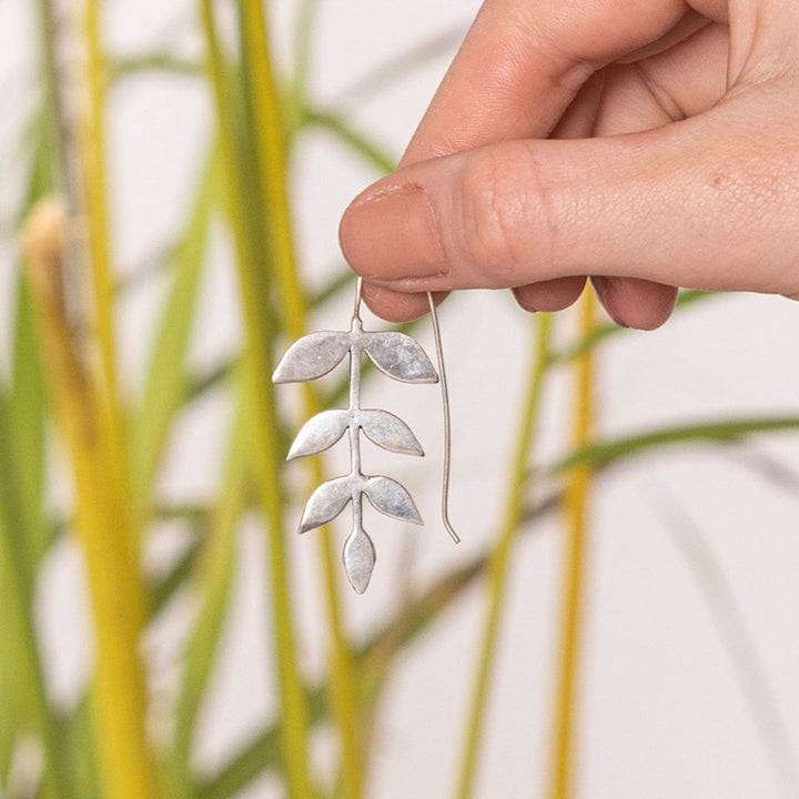 Handcrafted Leafy Treasures Party Wear Silver/ Gold Plated Brass Earrings