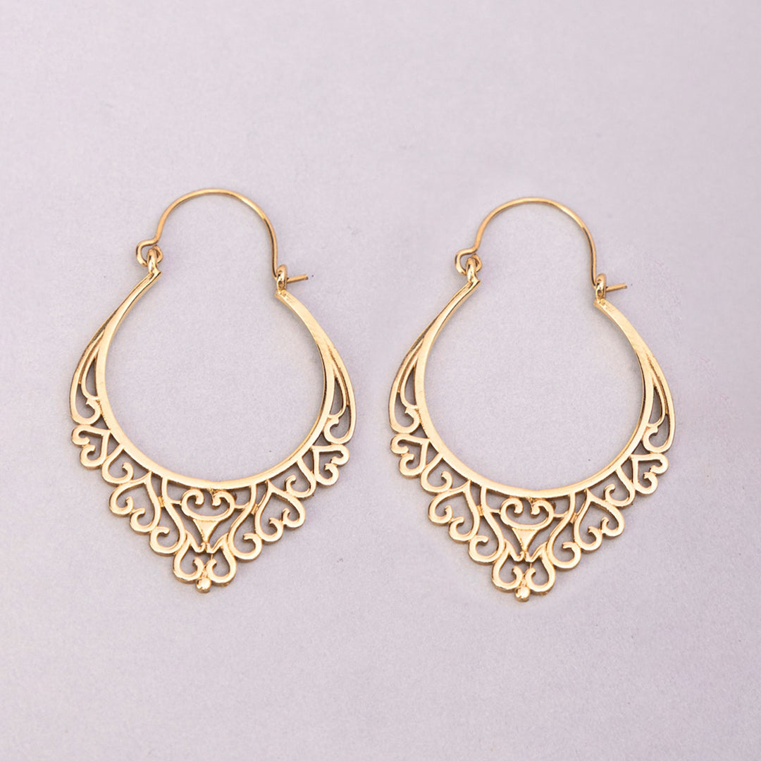 Handcrafted Traditional Daily Wear Gold Plated Brass Earrings
