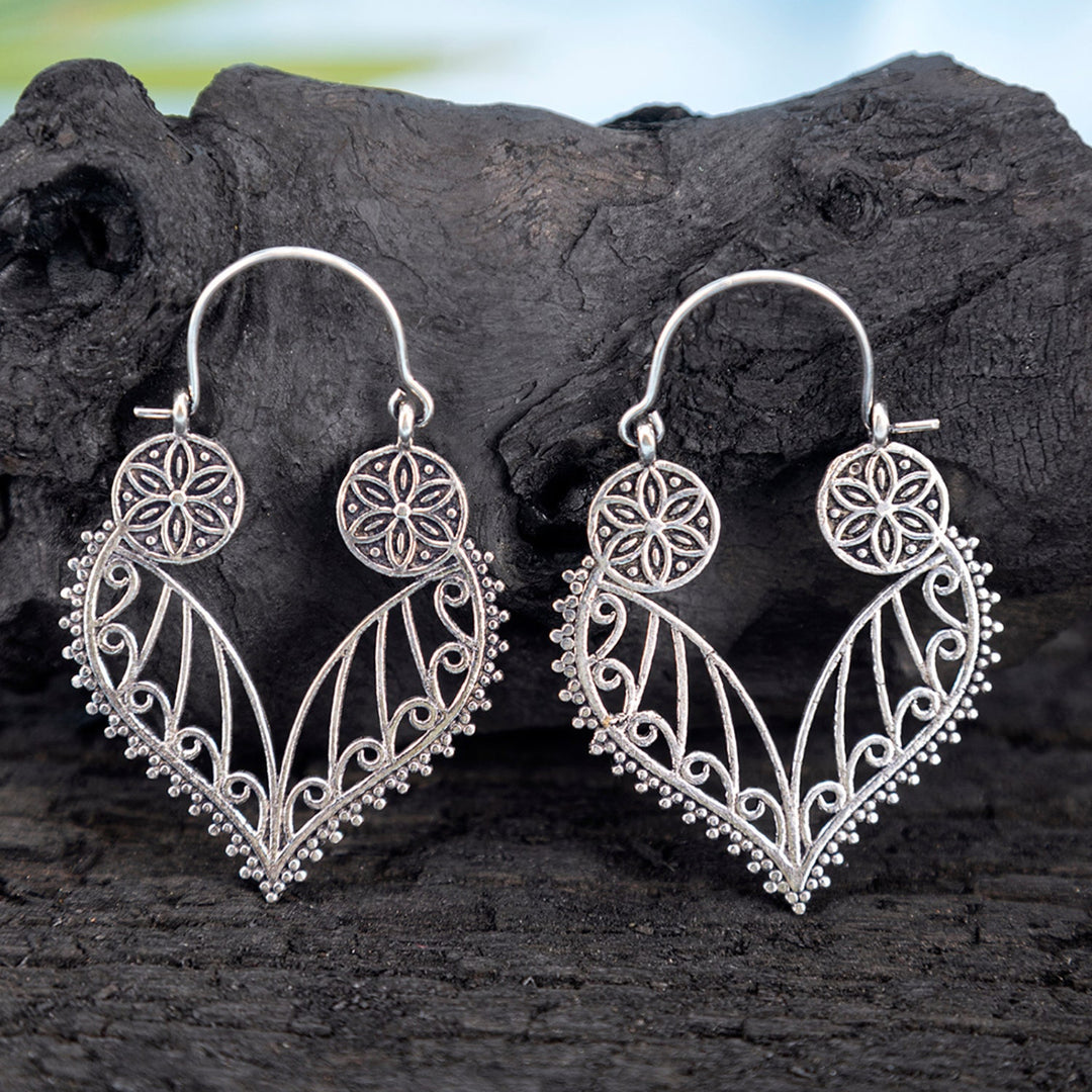 Handcrafted Folklore Finery Silver Plated Brass Earrings