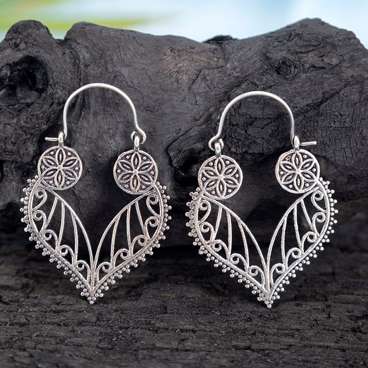 Handcrafted Folklore Finery Silver Plated Brass Earrings