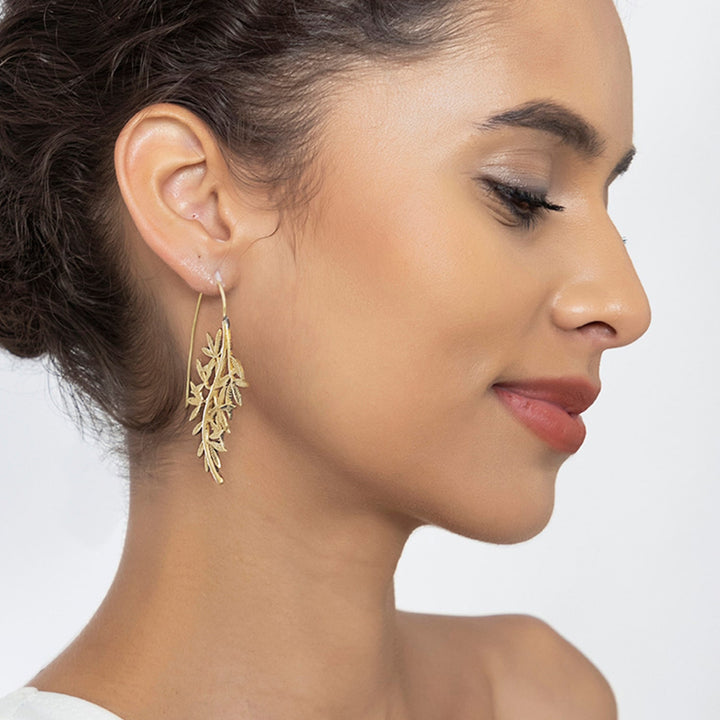 Handcrafted Western Party Wear Gold Plated Brass Earrings
