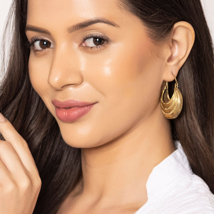 Handcrafted Traditional Daily Wear Gold Plated Brass Earrings