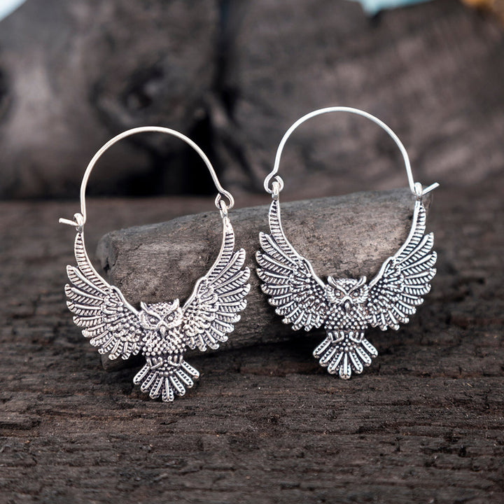 Handcrafted Mystic Owls Party Wear Silver Plated Brass Earrings