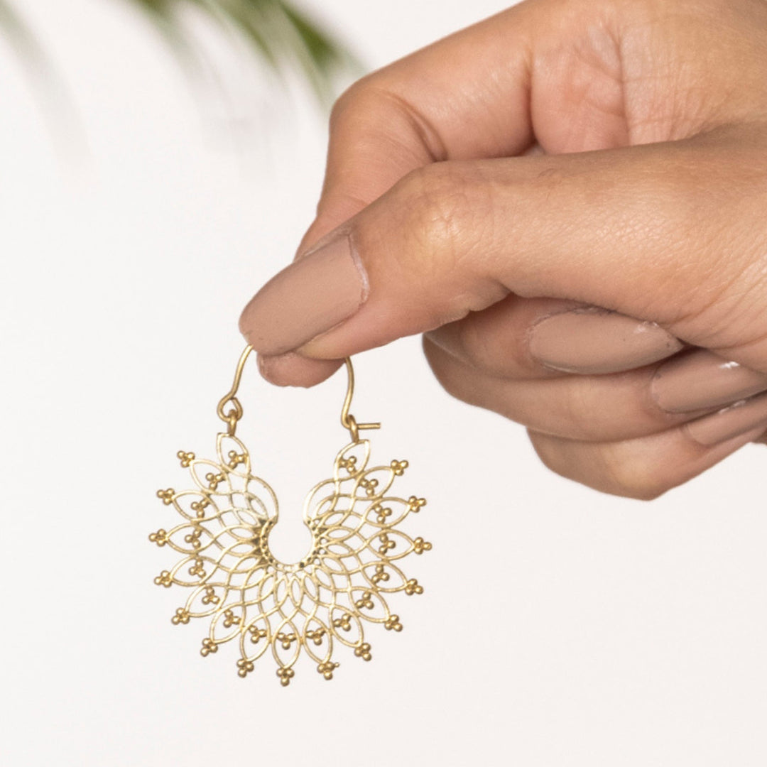 Handcrafted Traditional Gold Plated Brass Earrings